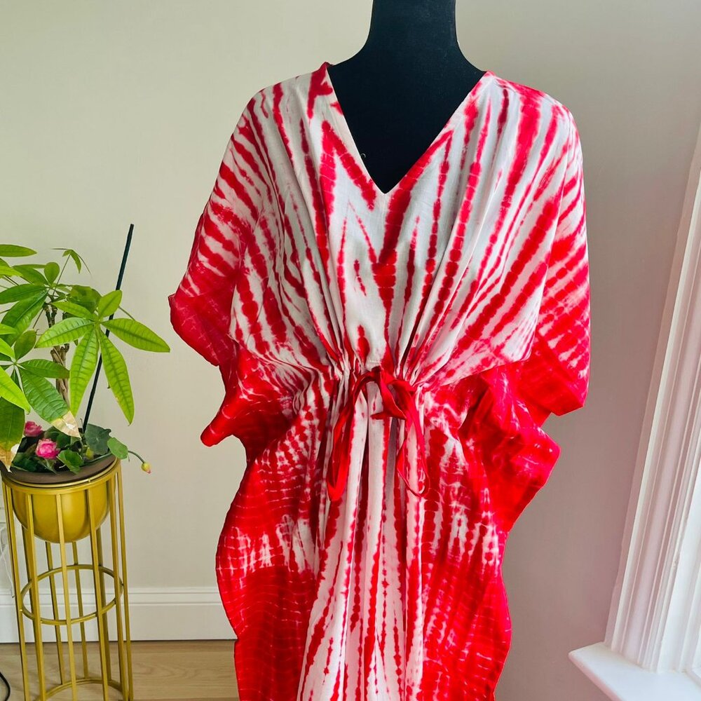 BRAND NEW Hand Block Printed Kaftan Indian Cotton Caftan Beach Wear Dress - Picture 6 of 6